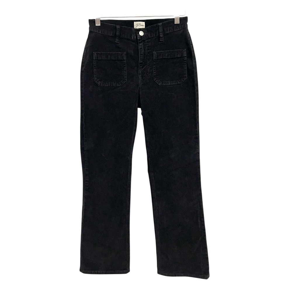 J.Crew Billie Demi Boot Crop Pants Women 25 Black Corduroy Mid Rise Kick Flare